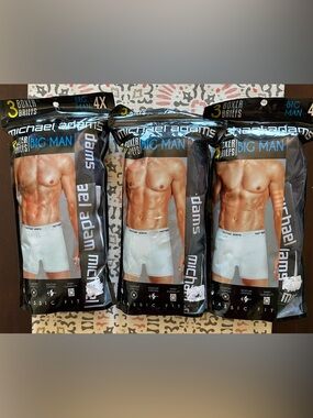 3 Michael Adams 3 Pack Big Man Boxer Briefs Black Gray Size 4X Classic 9 Pairs